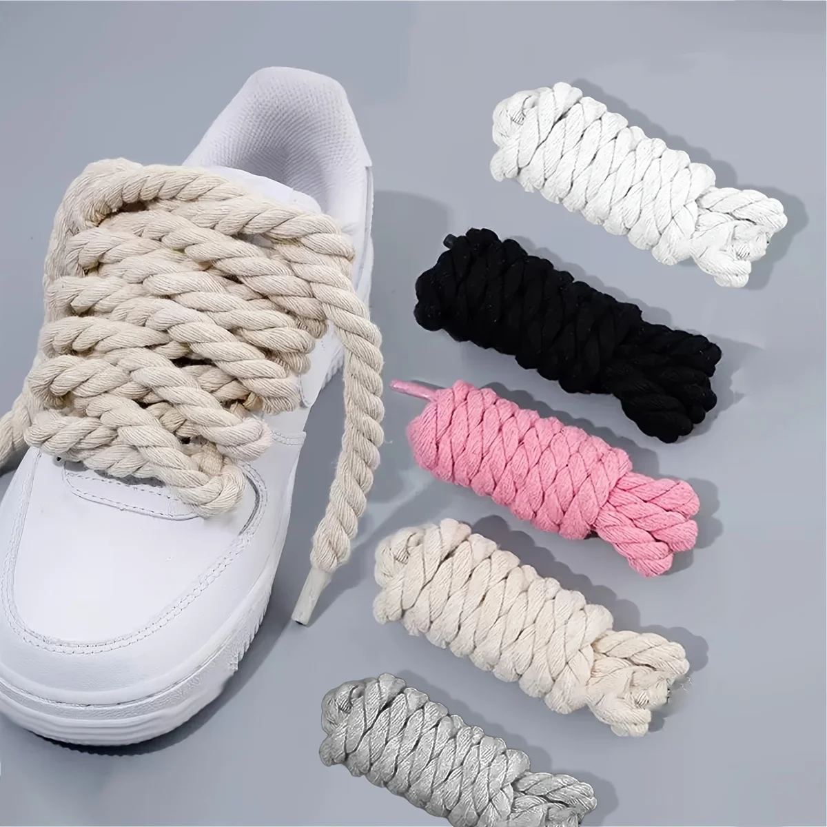 Handgefertigte geflochtene Schnürsenkel – langlebiges und dickes Canvas-Schuhzubehör für leichte Schuhe Image