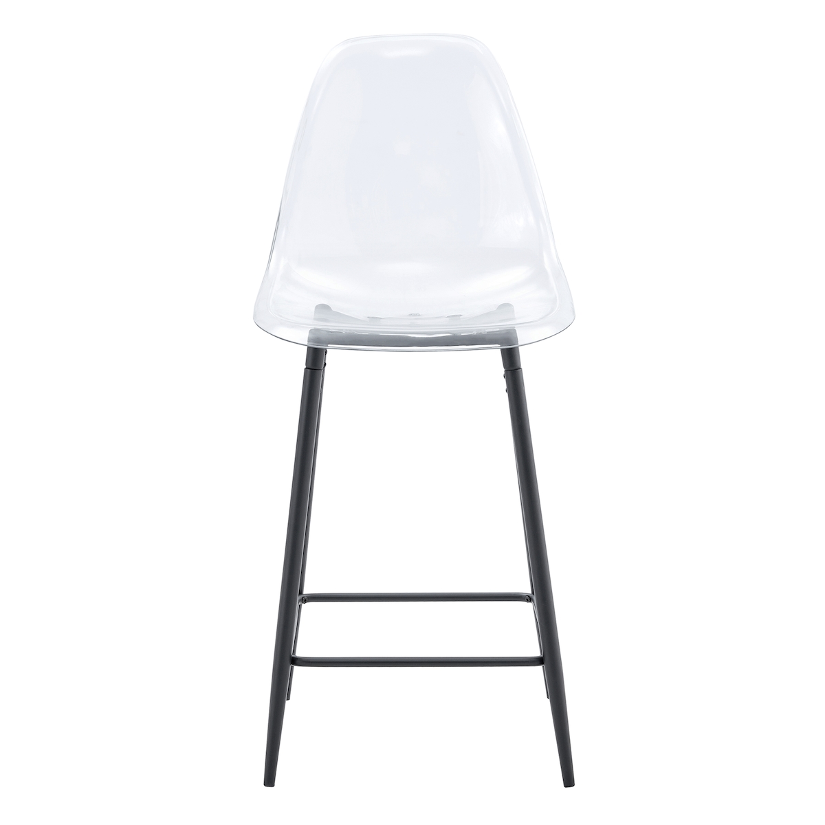 OKWISH Barhocker mit transparenter Acryl-Sitzschale, Kunststoff und Metall, Schwarz, mit Fußstütze, modernes Design Image