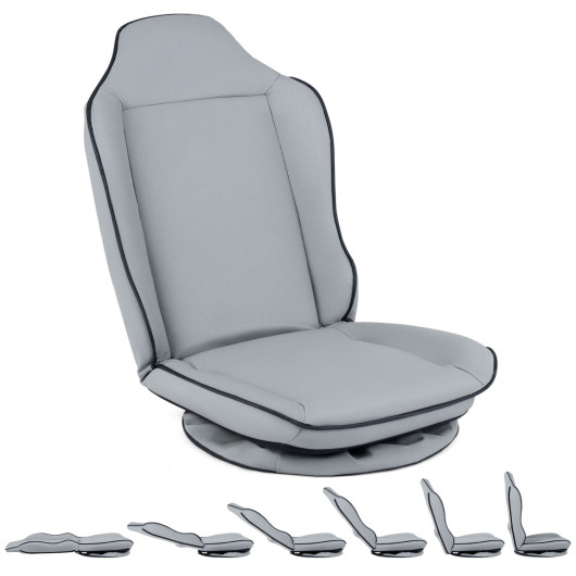 Costway 360° Swivel Floor Gaming Chair with 5-Level Adjustable Backrest-Gray