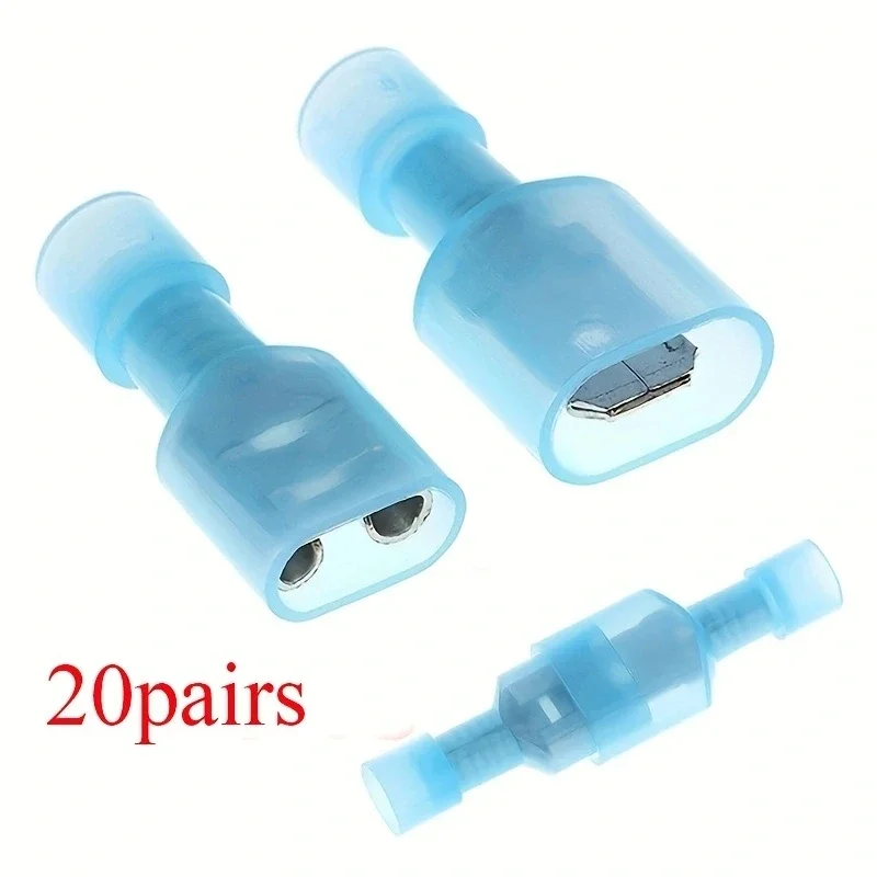 20-teiliges Set mit Spaten-Crimp-Anschlüssen aus Nylon, vollständig isoliert, für elektrische Drähte, Kabel-Crimp-Anschlüsse Image