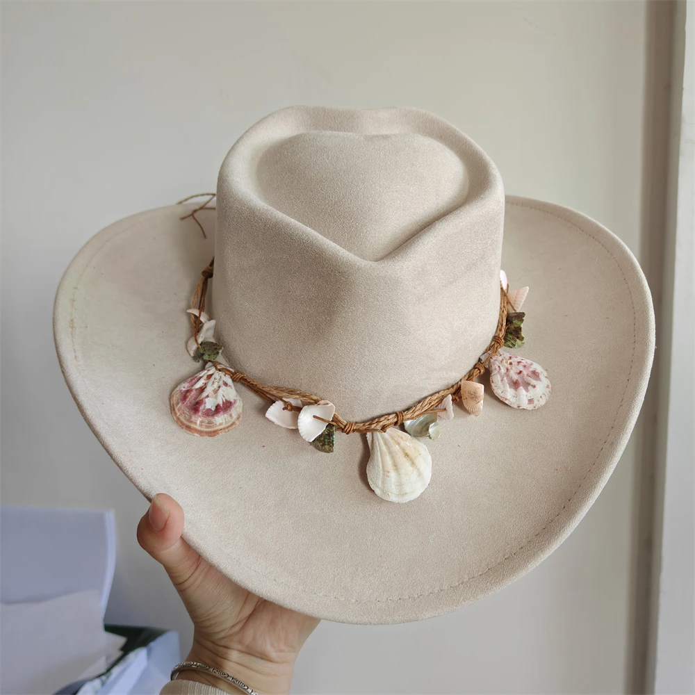 Neuer Wildleder-Cowboyhut mit Herz-Design, breiter Krempe, Cowgirl-Hut, Strandhut, Partyhut für Mädchen, Bühnenhut, Großhandel, Cattleman-Ritterhut Image