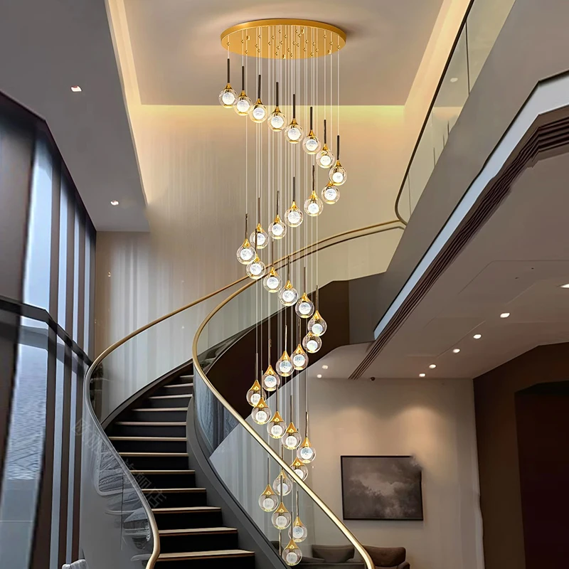 Kristall-Kronleuchter für moderne Inneneinrichtung, Treppen-Pendelleuchte, Pendelleuchten für das Wohnzimmer, Innenbeleuchtung