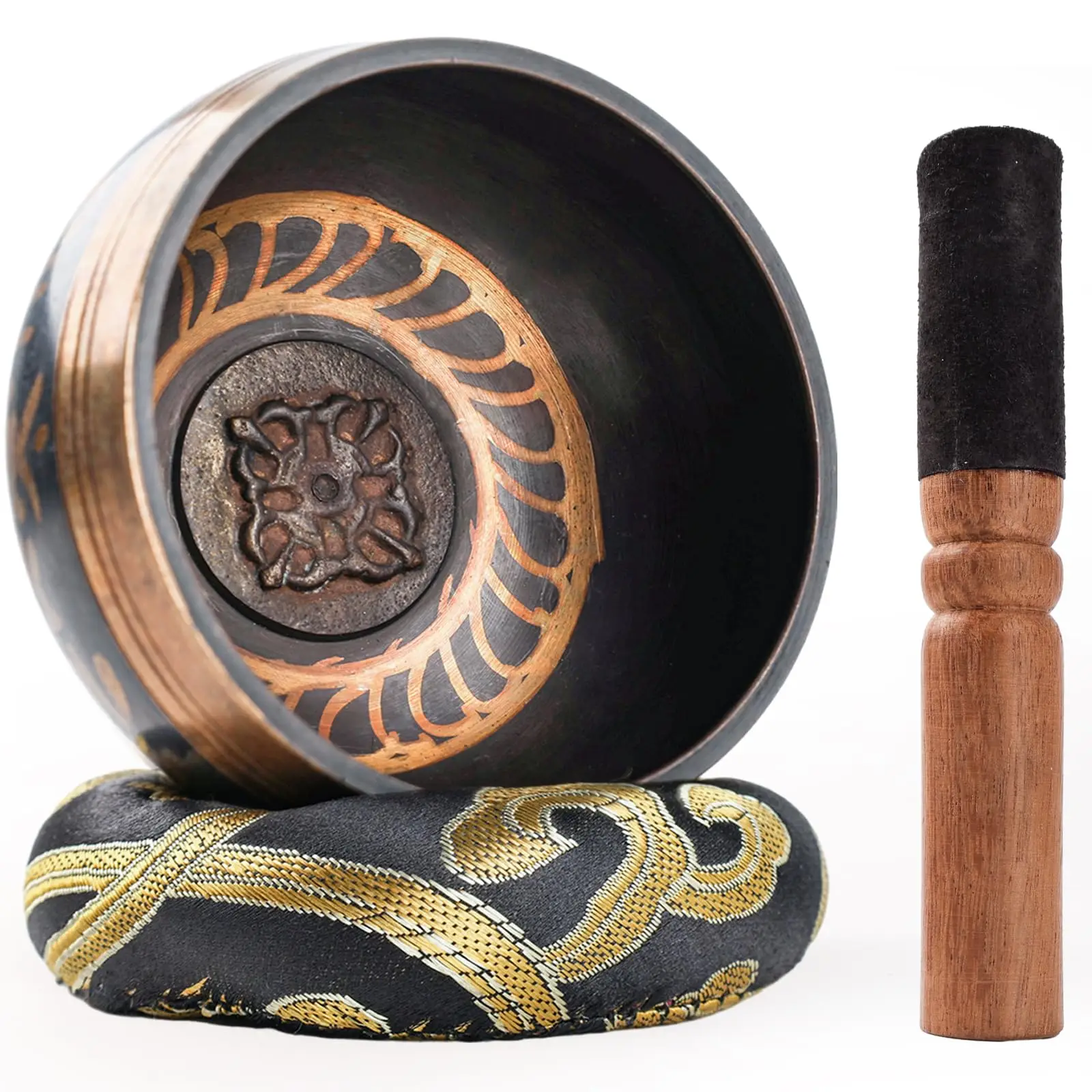 Tibetisches Klangschalen-Set, Lotus, einzigartiges Geschenk, hilfreich für Meditation, Yoga, Entspannung, Chakra-Heilung, Gebet und Achtsamkeit