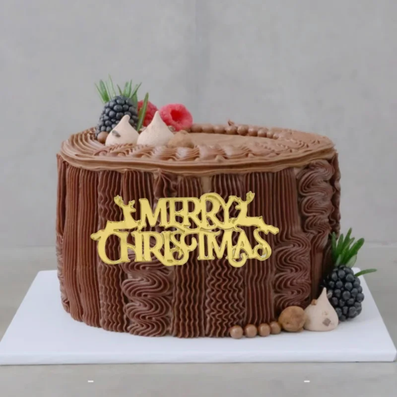 3 Stück Frohe Weihnachten Kuchendekoration, Weihnachtsfeier-Kuchenkarte, Frohe Weihnachten Acryl-Kuchenkarte Image