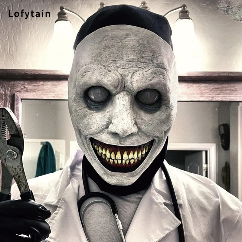 Horror Der Exorzist Lächelndes Gesicht Dämonenmaske Cosplay Böse Gruseliger Geisterschädel Kunststoffmasken Halloween Karneval Party Kostüm Requisiten Image