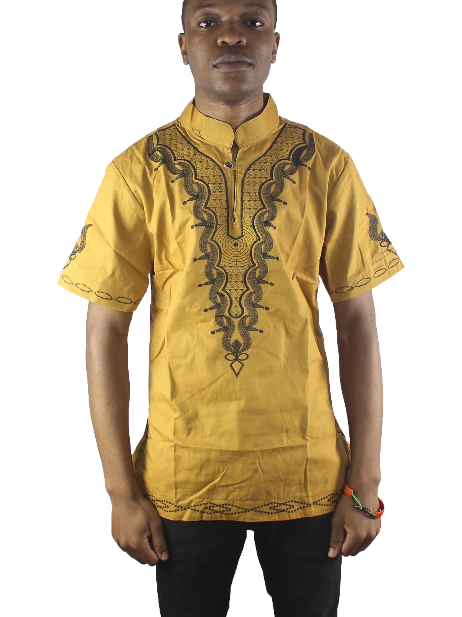 Bata Augen Bordada Premium - Camisa Africana Manga Curta Dashi kiage bestickt schlanke afrikanische Hippie Dashiki Ankara Top