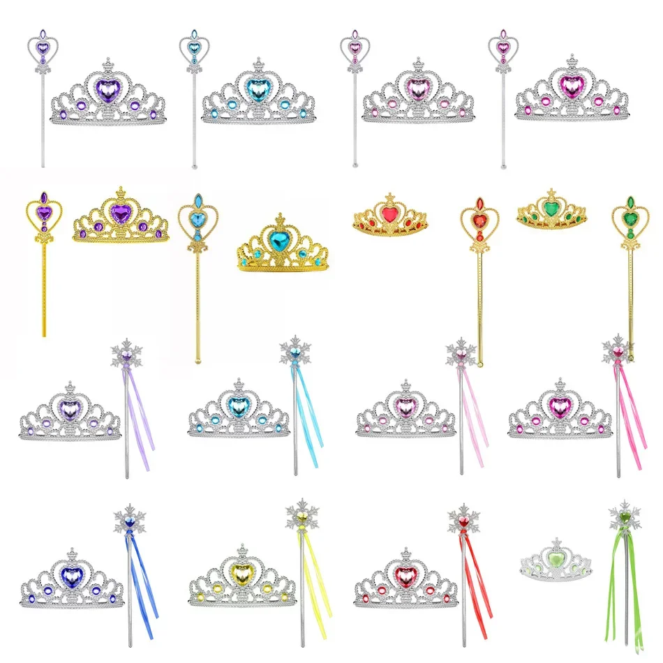 Prinzessin Krone Liebe Schneeflocke Stick Set Jasmin Kinderkrone Zauberstab Kinder Kunststoff Prinzessin Coplay Spielzeug Dress Up Schmuck Image