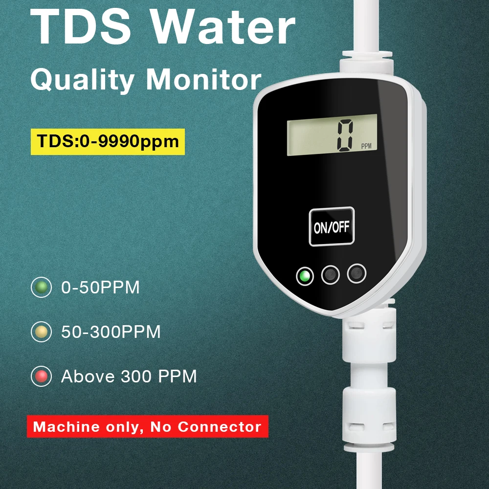 In-line-TDS-Monitor 0-999 PPM TDS-Messgerät für Leitungswasserfilter, Wasserqualitätstester für Trinkwasser und Aquarien, Echtzeitüberwachung Image