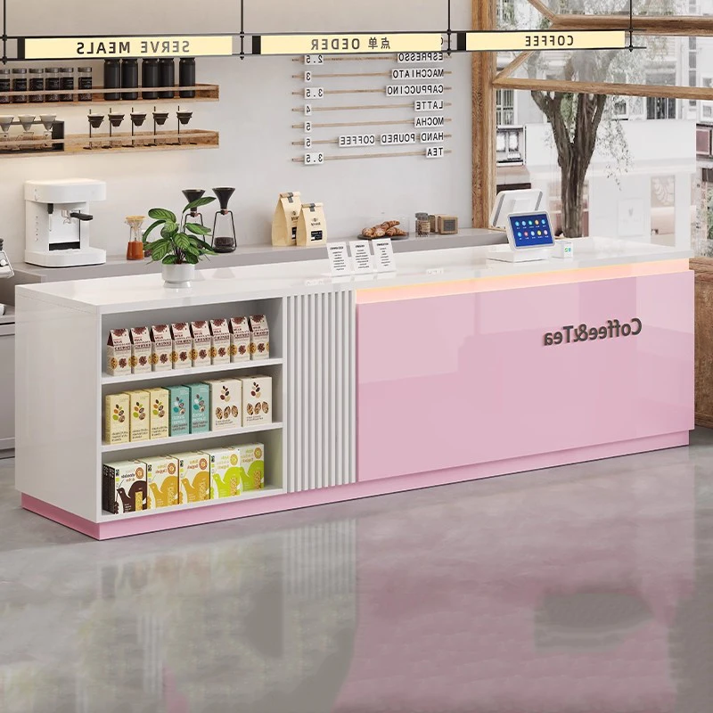 Einfache Salon-Empfangstheke, luxuriöser Stil, individuelles Design, Empfangstheke, Aufbewahrung, Vintage-ästhetische Mostrador-Büromöbel