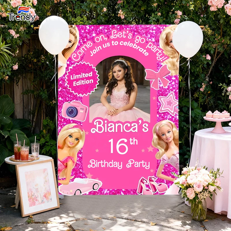 Prinzessin Geburtstag Party Hintergrund 10. Geburtstag benutzerdefinierte Mädchen Hintergrund Mädchen ersten Geburtstag benutzerdefinierte Foto Banner personalisierte Name