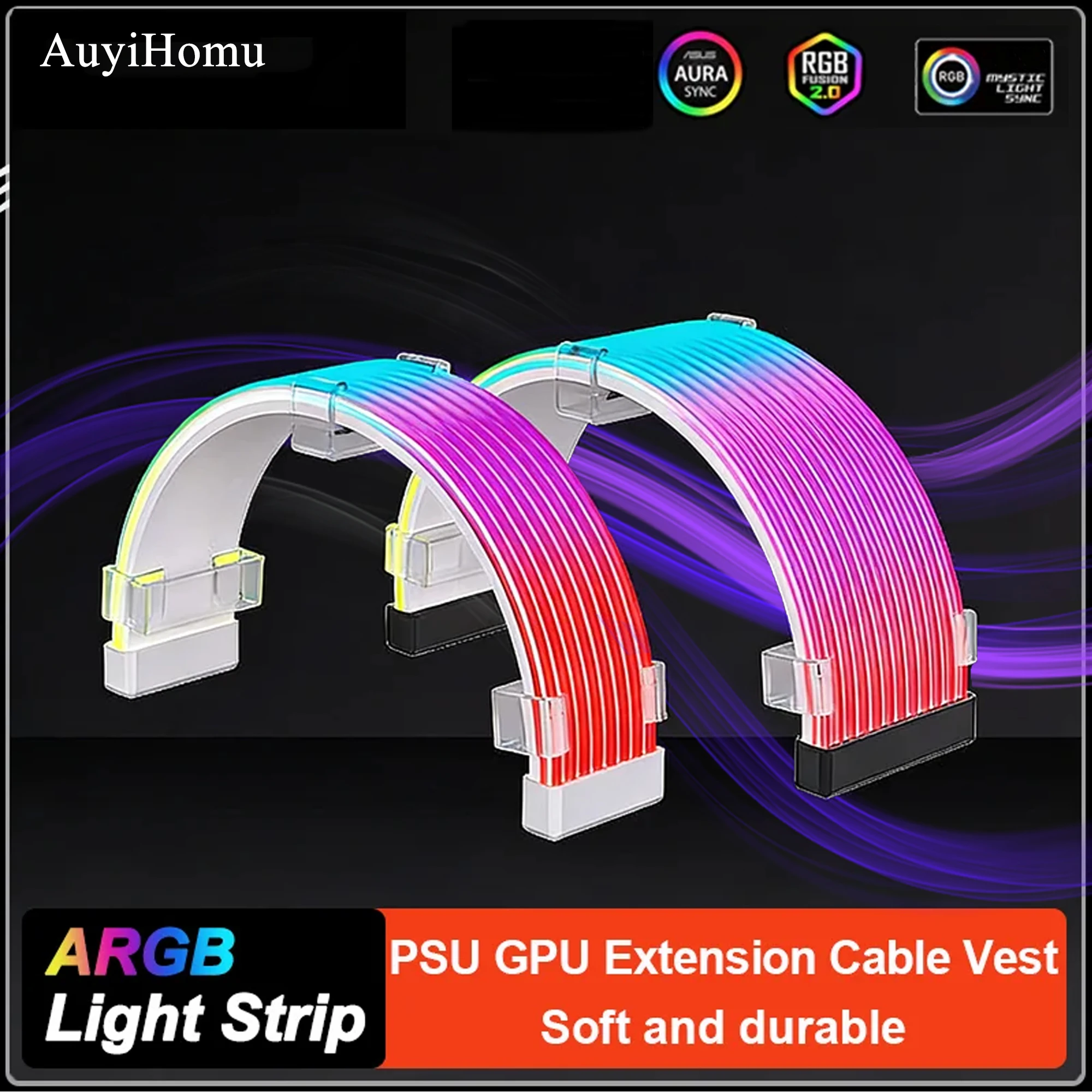 ARGB LED-Lichtstreifen - Weicher Silikon-Neoneffekt, 5V 3-adriges synchrones Interface, sehr geeignet für die Dekoration von PC-Stromkabeln Image