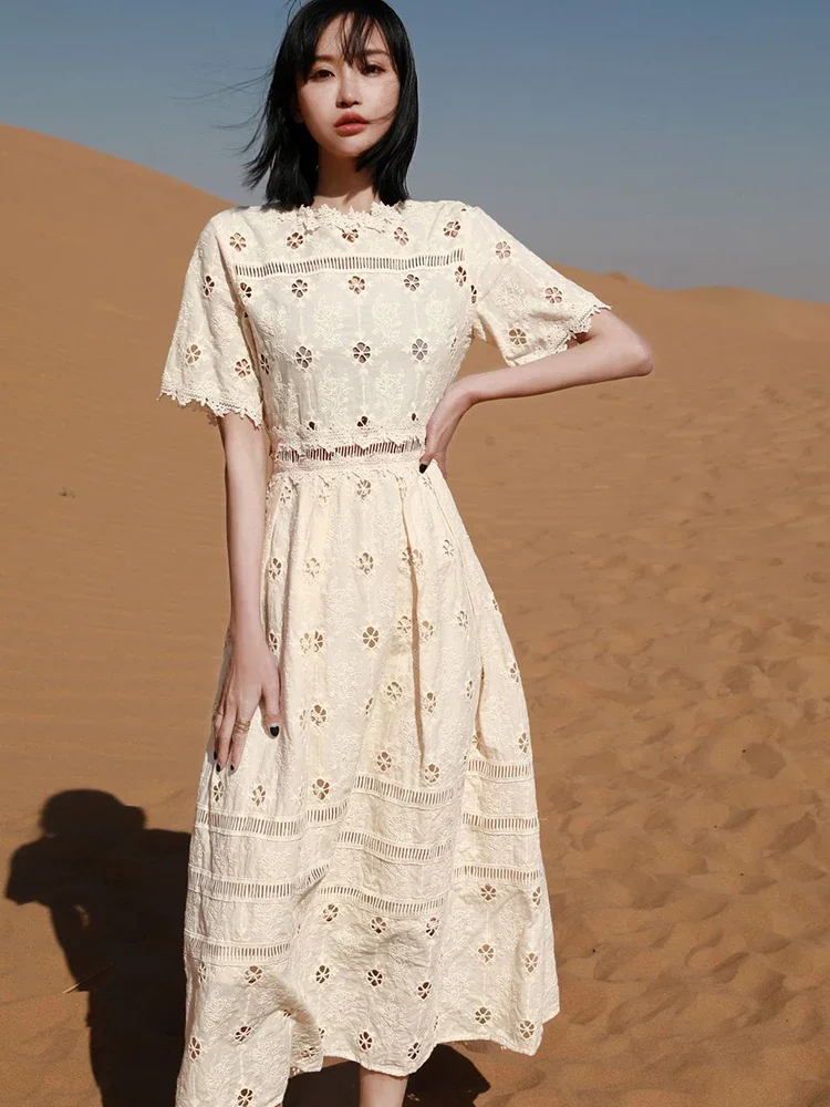 Gypsylady Boho Elegante Chic Maxi Kleid Aushöhlen Casual Sommer Frauen Kleider Sheer Sexy Urlaub Casual Damen Kleid Vestidos