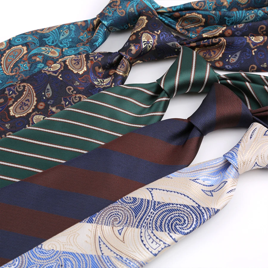 Luxus 8CM Herren Krawatte Krawatte Paisley Streifen Krawatten Für Mann Bräutigam Jacquard Gewebte Krawatte Für Business Hochzeit party Image