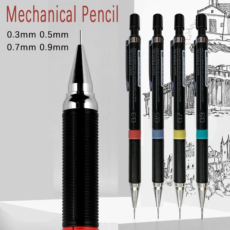 Druckbleistift mit Nachfüllstangen-Set, 0,3 mm, 0,5 mm, 0,7 mm, 0,9 mm, automatischer Bleistift, austauschbare Minen, Büro, Schule, Schreibwaren, Geschenk Image