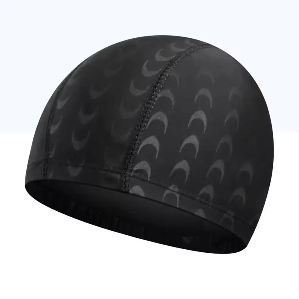 Weiche Nylon-Schwimmkappen für Erwachsene, schwarz, atmungsaktiv, für Herren, Ohrenschutz, hochelastisch, Schwimmzubehör, Pool Image