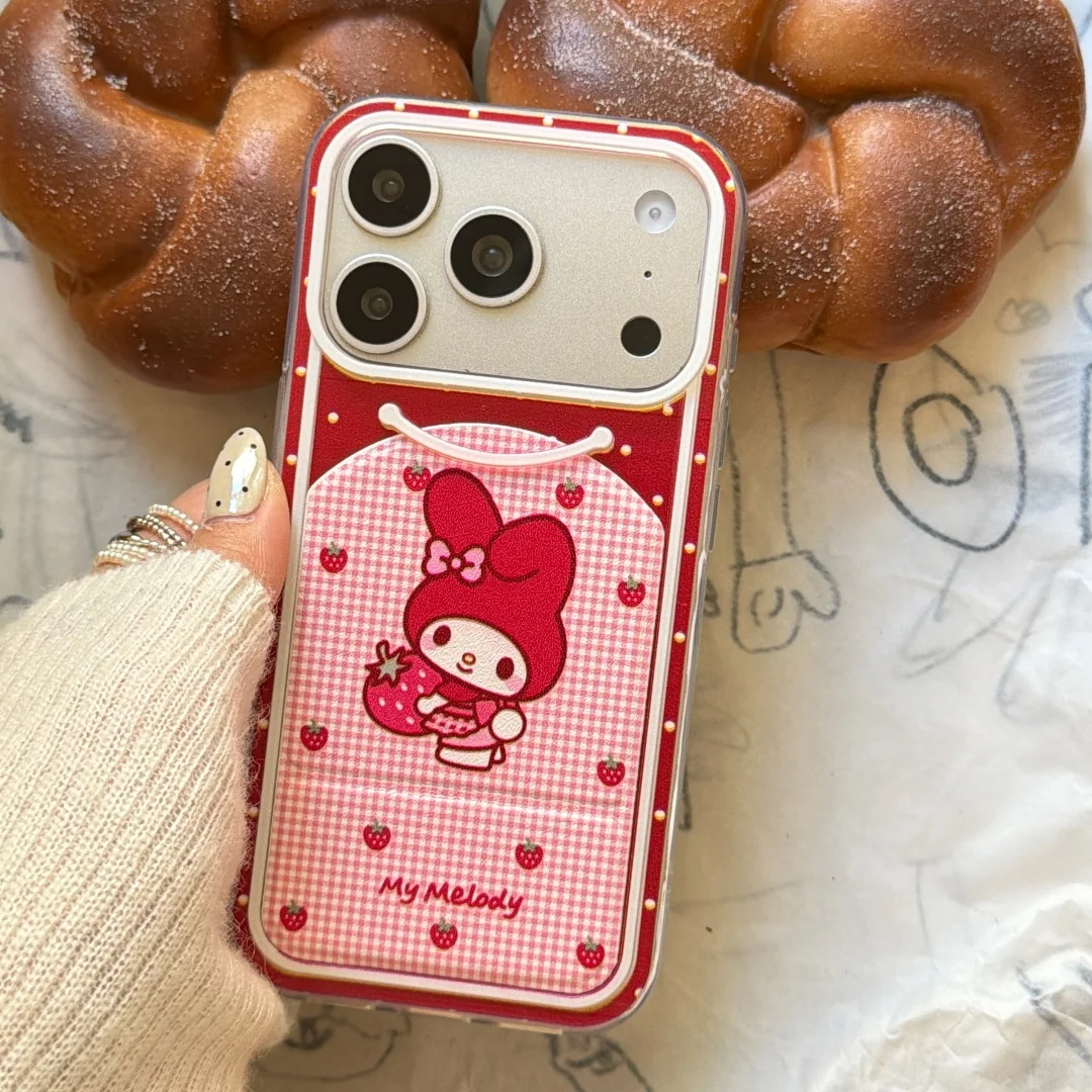 Luxuriöse My Melody Unsichtbare Klappbare Schutzhülle mit Ständer für iPhone 17 16 15 14 Pro Max 13 Niedliche Stoßfeste Rückabdeckung Image