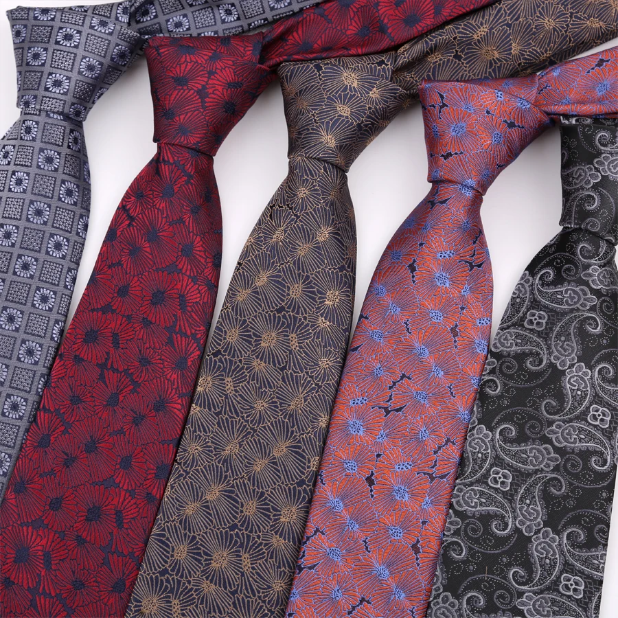 Luxus 8CM Herren Krawatte Krawatte Floral Paisley Krawatten Für Mann Bräutigam Jacquard Gewebte Krawatte Für Business Hochzeit party Image