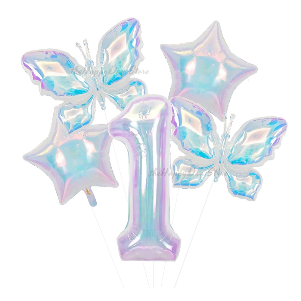 40 Zoll schillernde Zahlen-Folienballons, Schmetterlings-Heliumballons für Hochzeit, Verlobung, alles Gute zum 1. Geburtstag, Party-Dekoration, Globos Image