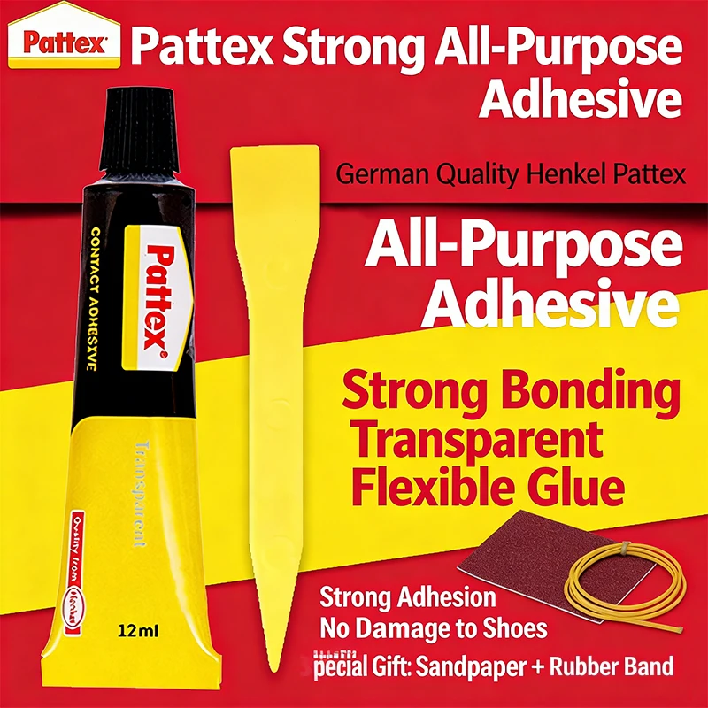 Pattex PXT4X1 Kontaktkleber 12ML Transparenter Starker Weicher Klebstoff für Leder, Holz, Modelle, Schuhschaftharbenung