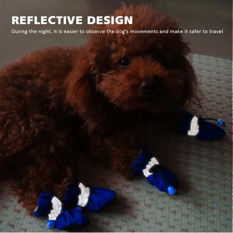 Haustier Hunde Winter Schuhe Regen Schnee Wasserdichte Booties Socken Gummi Anti-slip Schuhe Für Kleine Hund Welpen Schuhe 4 stücke
