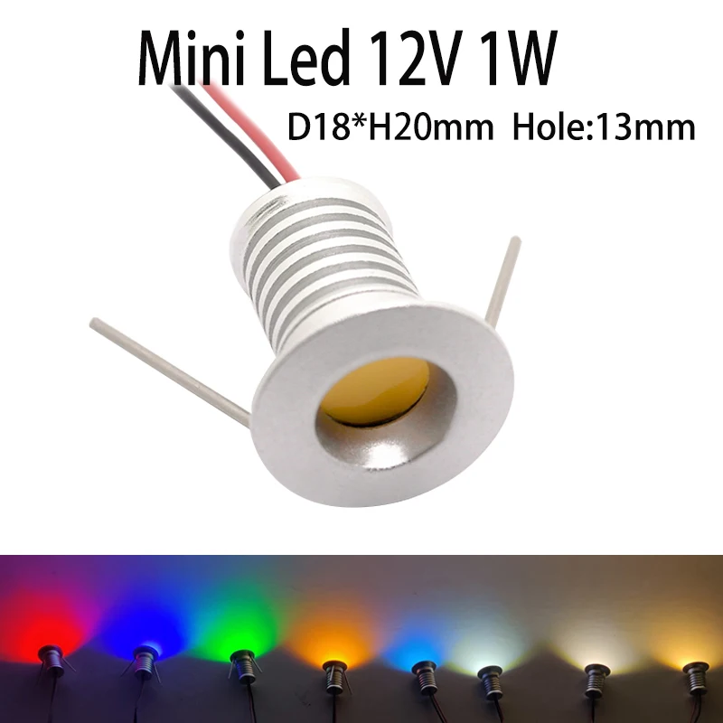 1W 0,5W Mini-LED-Strahler 12V dimmbar, farbiges RGB-Downlight, Spotlampe für KTV-Partys, Deckenbeleuchtung, Treppenbeleuchtung, Laufbandbeleuchtung, Schrankbeleuchtung