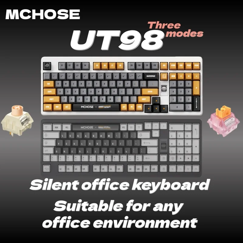 MCHOSE UT98 x Unbox-Therapie – mechanische Tastatur, kabellos, leise Büros-Tastatur, RGB-Hintergrundbeleuchtung, individuelle, leise Gaming-Tastatur Image