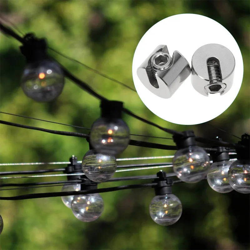 2 Stück Edelstahl-Kabelklemmen, Drahtseil-Klemmen, Befestigungselemente, Gewindehalter, für Zaun, Terrassengeländer, elektrische Geräte und Zubehör Image