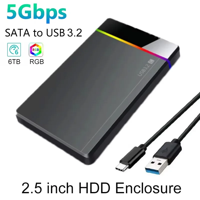 2,5-Zoll-HDD-Gehäuse SATA zu USB 3.2 Externes mobiles Festplattengehäuse für Laptop PC 5 Gbit/s Geschwindigkeitsgehäuse SATA SSD HDD-Aufbewahrungskoffer Image