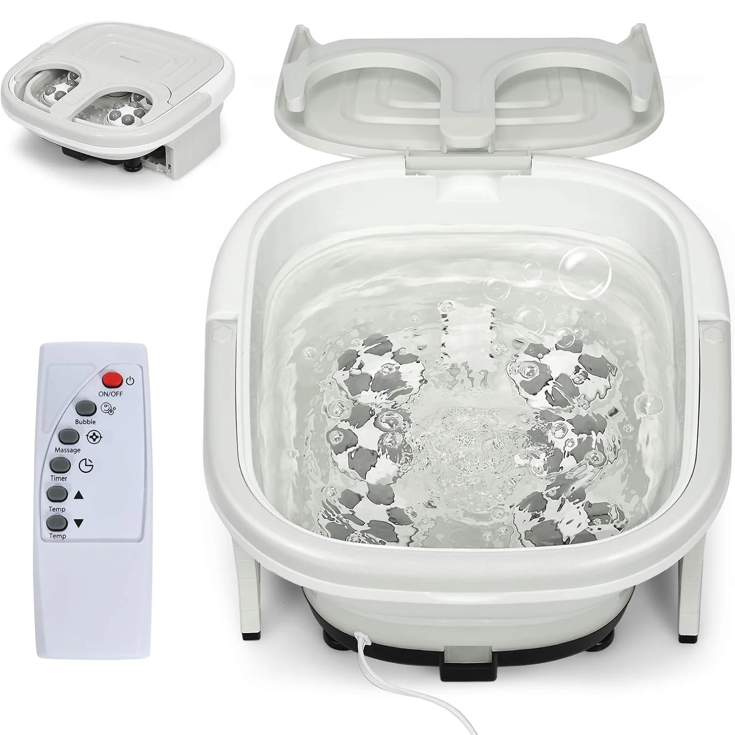 Fußbad mit Massagefunktion, elektrisches Fußbad mit Heizung, max. 48 ° C, 10-60 Minuten Timer, Shiatsu-Massagegerät-Fuß Image