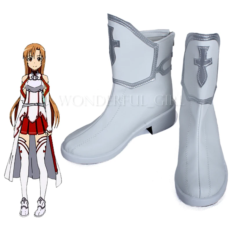 Neue Anime Sword Art Online Cosplay Schuhe SAO Yuuki Asuna Cosplay Stiefeletten Halloween Party Schuhe für Frauen Größe 35-47
