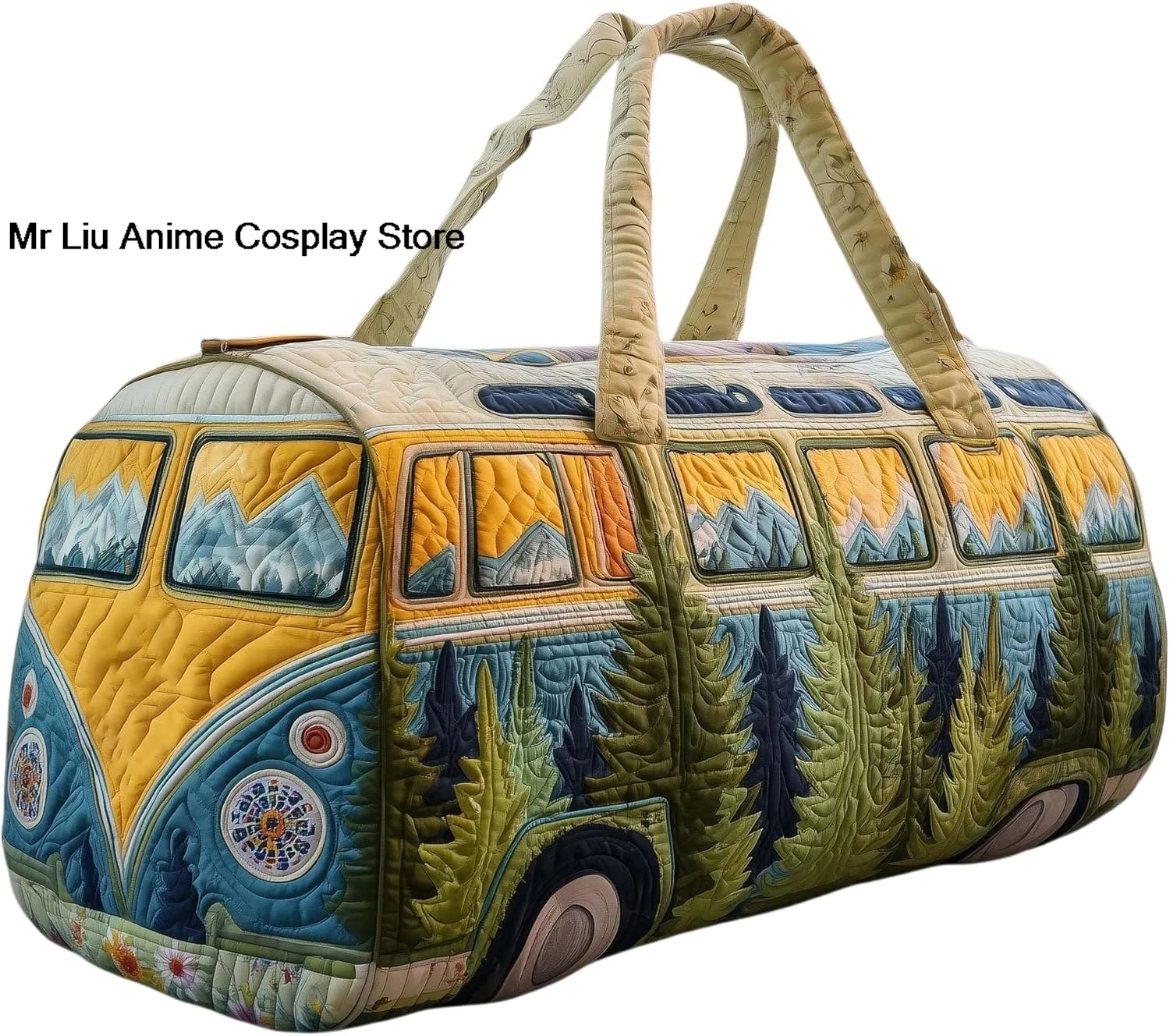 Hippie Journey Gesteppte Reisetasche Hippie Van Reisetasche Vintage Blumenmuster Reise-Weekender-Taschen Übernachtungstasche Sporttasche