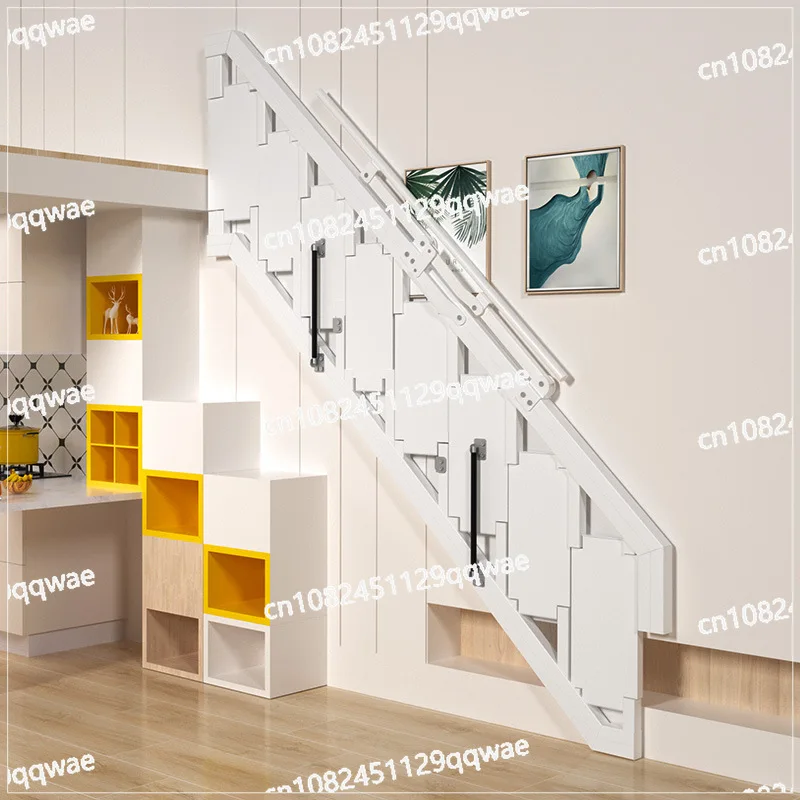 Klappbare Wandtreppe für den Haushalt, Dachbodentreppe, Seitenwand-Stufenleiter, Loft-Treppe für Duplex-Wohnungen und kleine Innenräume Image