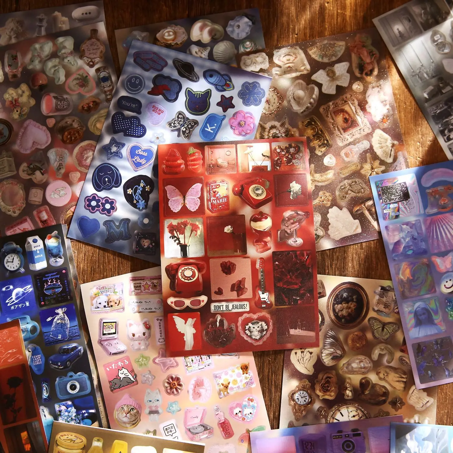 JIAMEI 20 Blatt/Buch Kawaii Ins Ausgestanzte Aufkleber-Buch DIY Tagebuch Scrapbook Ästhetische Schreibwaren Aufkleber Deko Journal-Zubehör