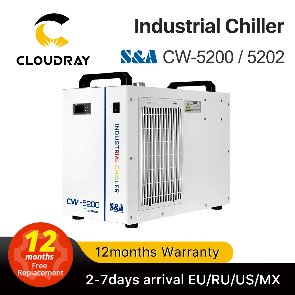 Cloudray S & A CW5200 CW5202 Industrie Luft Wasserkühler für CO2 Laser Gravur Schneiden Maschine Kühlung 150W Laser rohr Image