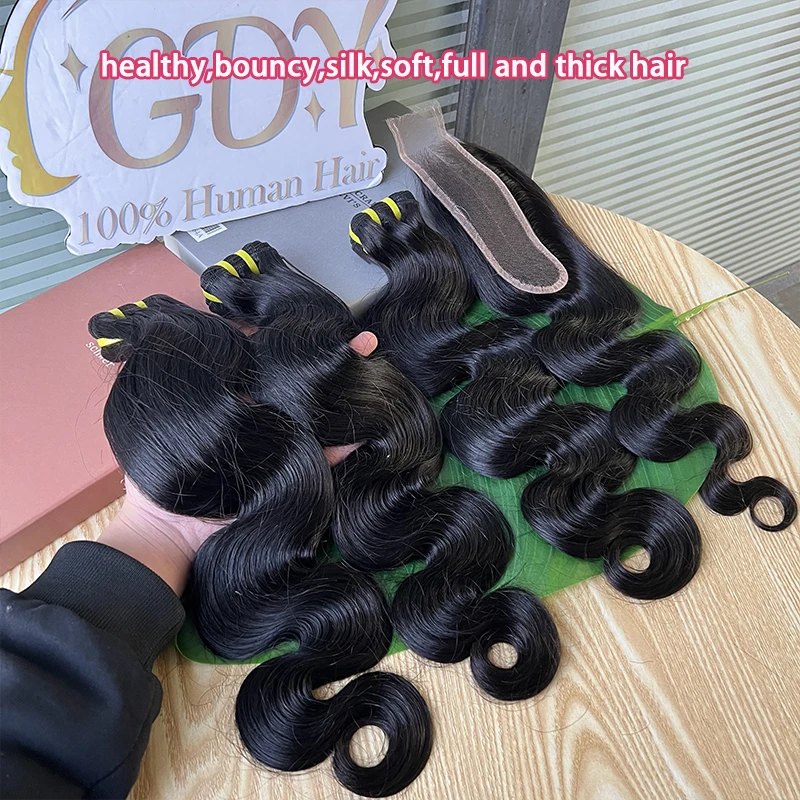 Rohes Haar, gewellt, Echthaar, Bündel mit Verschluss, 2 x 6 HD-Spitzenverschluss, unsichtbar, HD-Schmelzhäute, natürliche Echthaarverlängerungen Image