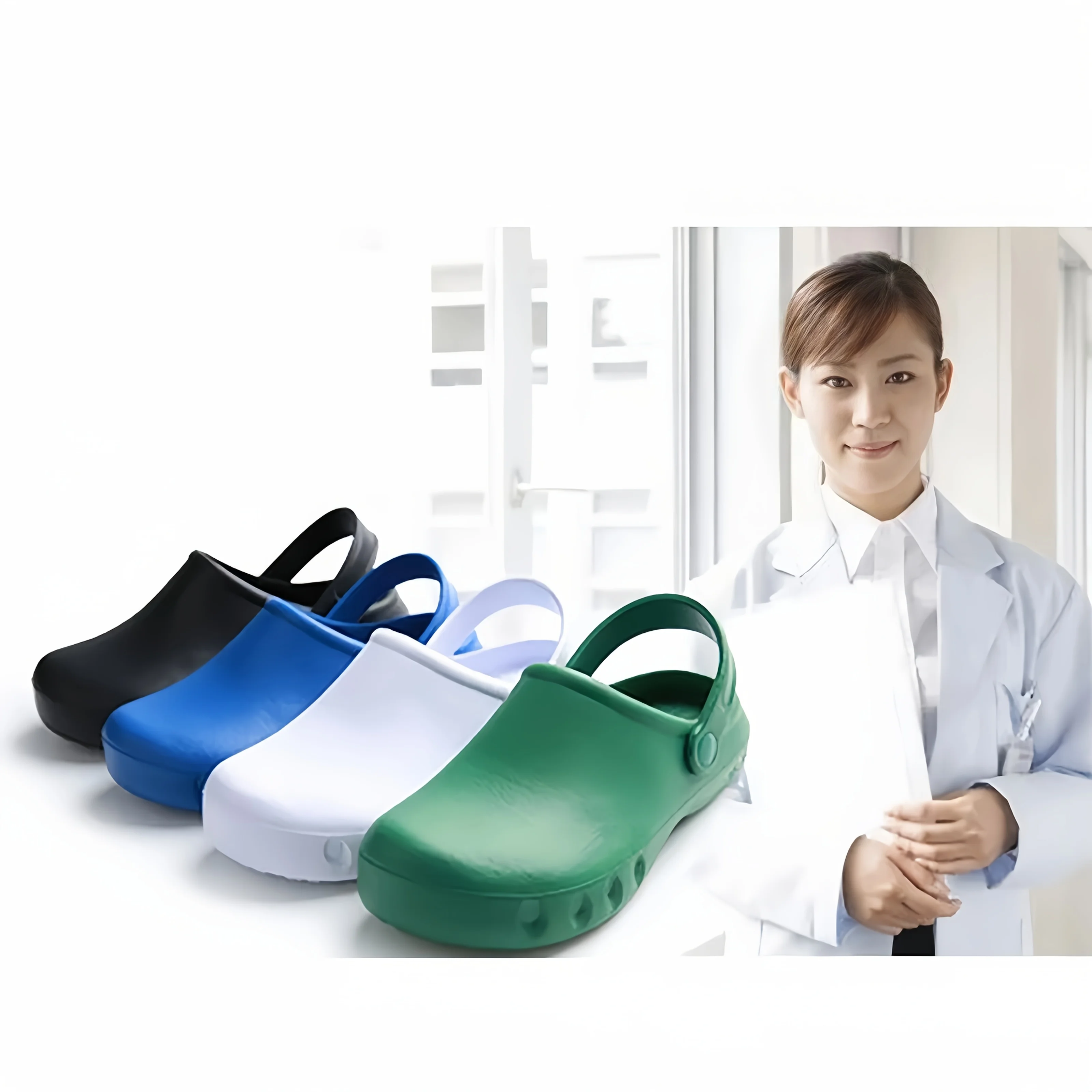Unisex Rutschfeste EVA-Sohlen-Schuhe - Bequeme Schwarze Arbeitsschuhe für Krankenschwestern, Köche und Büronutzung, Einfaches Slip-On-Design, Reifenstruktur-Sohle für Verbesserten Halt, Koch-Clogs, Slip-On-Schuhe, Langlebige Pantoffeln, Rutschfeste...