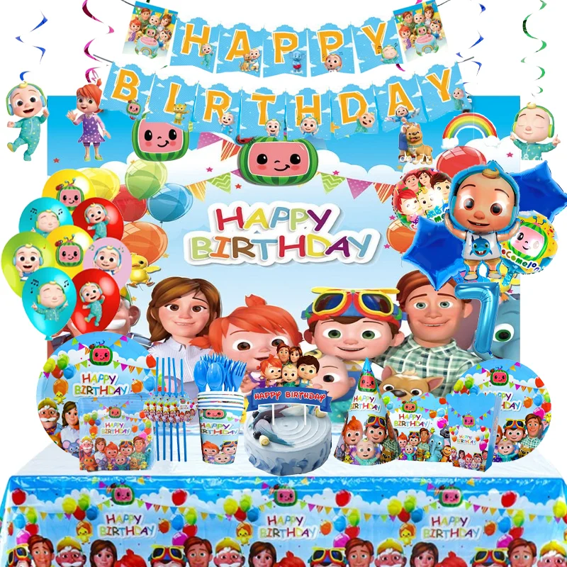 Cocomelon-Themenparty-Dekorationen, Cartoon-Anime-Dekorationen, Ballonset, Veranstaltungsort-Dekoration, Requisiten, Geburtstag, Feiertagsbedarf, Geschenke, Neu Image