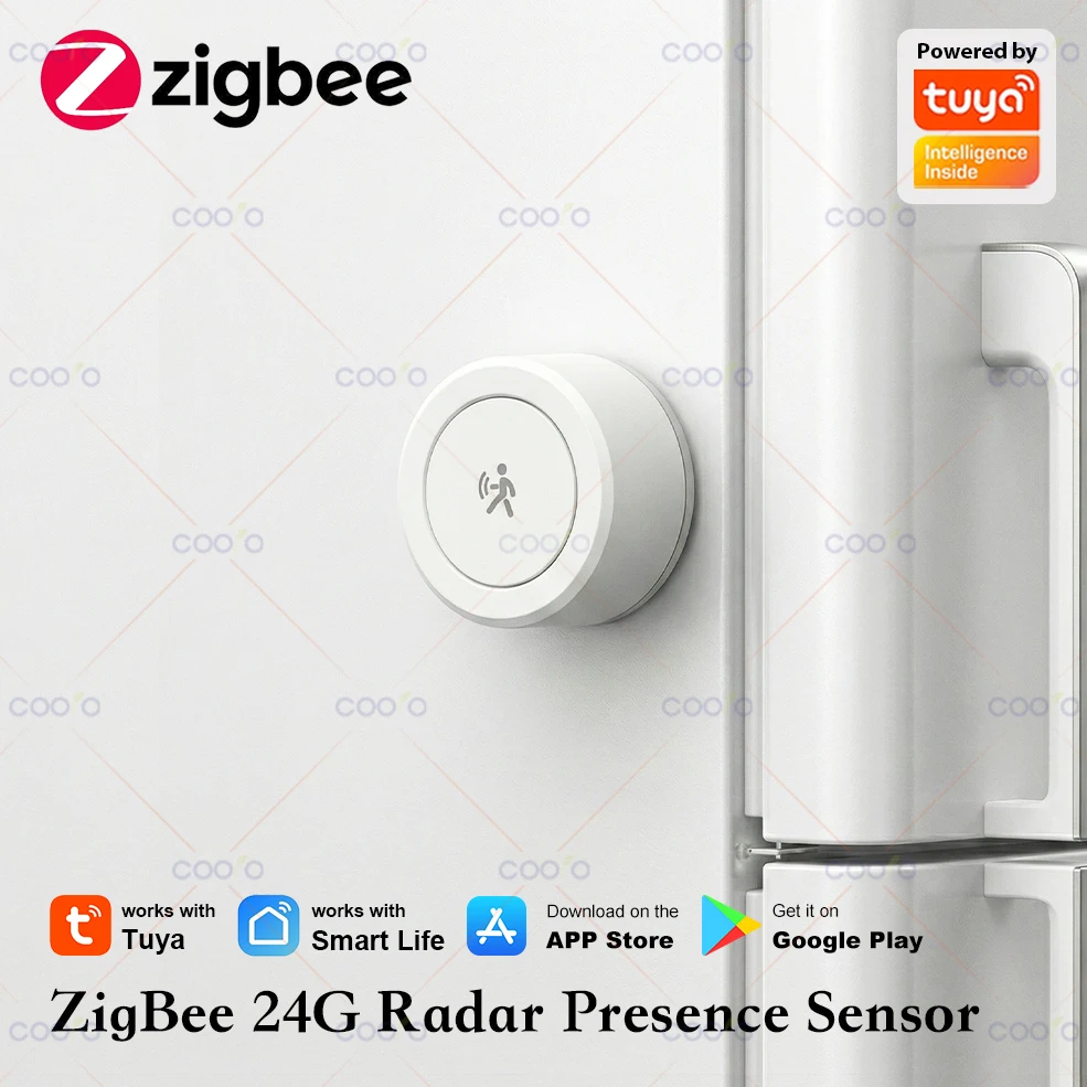 Tuya ZigBee 24G MmWave Radar Anwesenheitsdetektor MINI Bewegungssensor mit Magnetplatte für Smart Life, Hub erforderlich