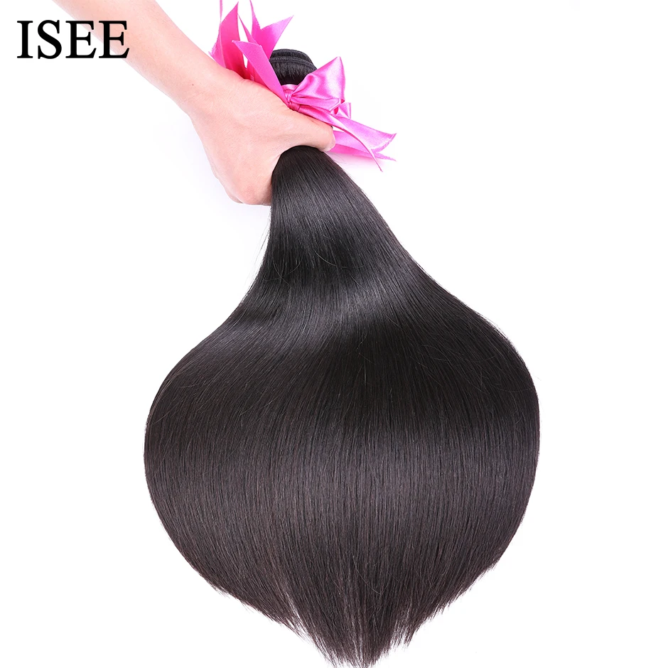ISEE HAAR Gerade Malaysische Haar Bundles 100% Menschenhaar Verlängerung Natürliche Farbe 3/4 Bundles Gerade Haar Spinnt Image