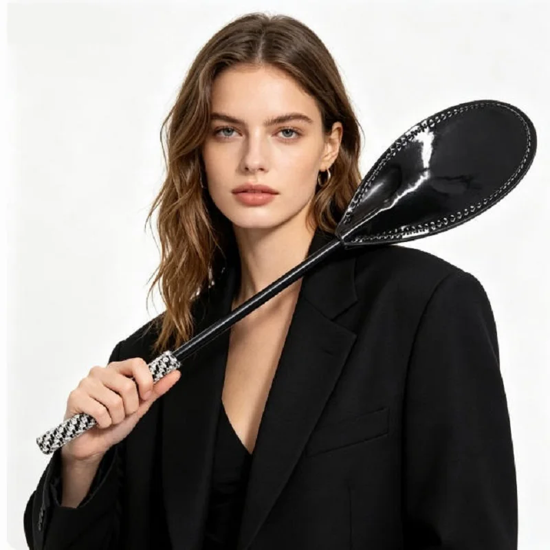 31CM Diamant-Intarsien-Griff Glänzende PU-Leder Kurze Gerade Reitgerte, Pferdetrainingspeitsche, Reitsportzubehör Image