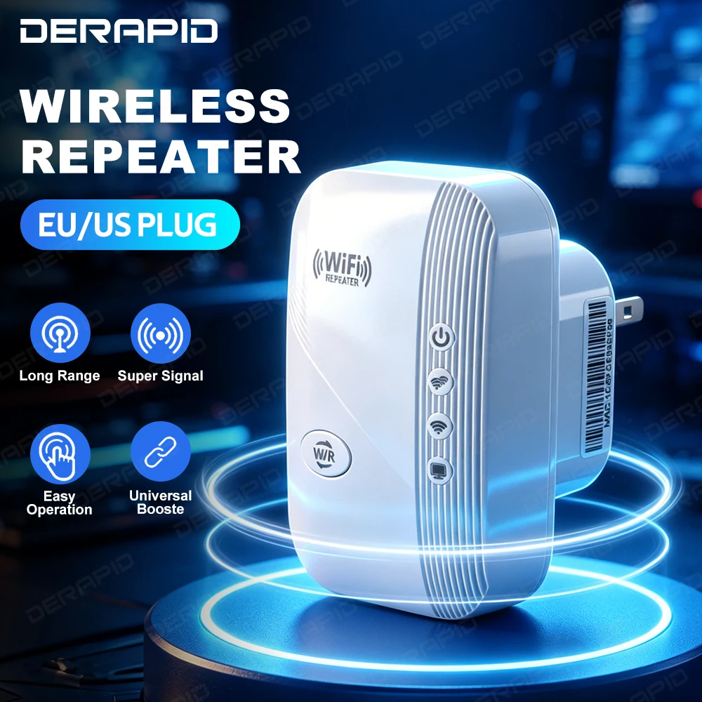 300Mbps WLAN-Repeater 2,4GHz Signalverstärker Langstrecken-Reichweitenverlängerer Wanddurchdringender Stabiler Verstärker für Zuhause und Büro EU/US-Stecker Image