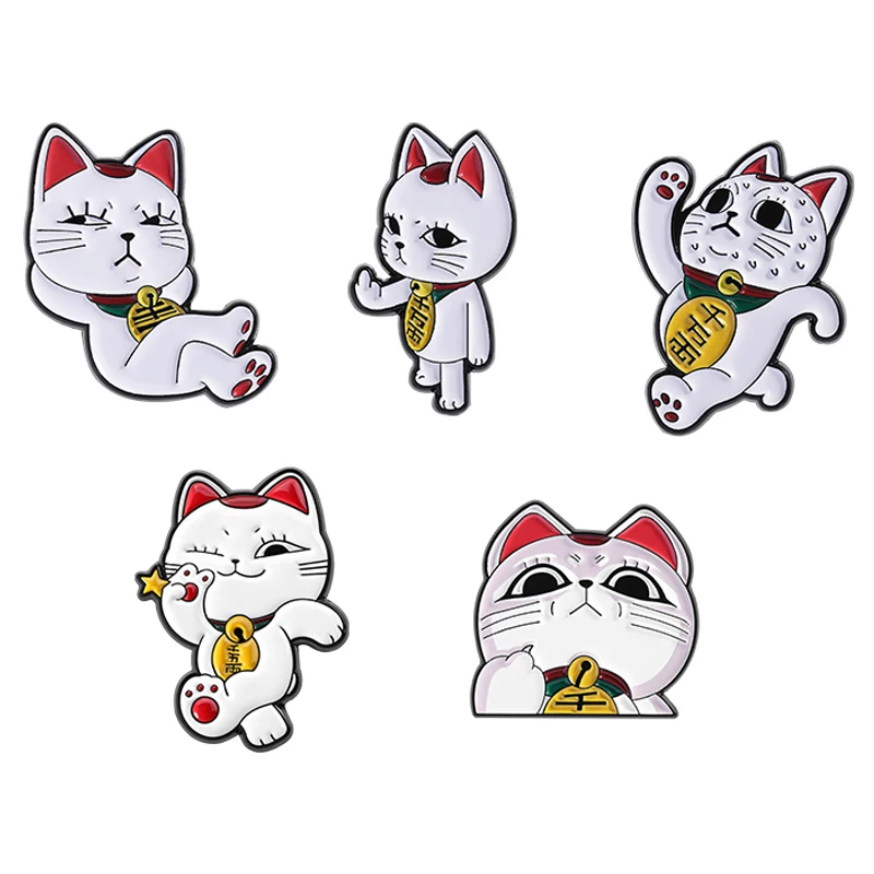 Turbo Oma Glückliche Katze Emaille Pins Japanische Anime Peripherie Kawaii Katze Broschen Tasche Revers Abzeichen Schmuck Geschenke für Fans Freunde Image
