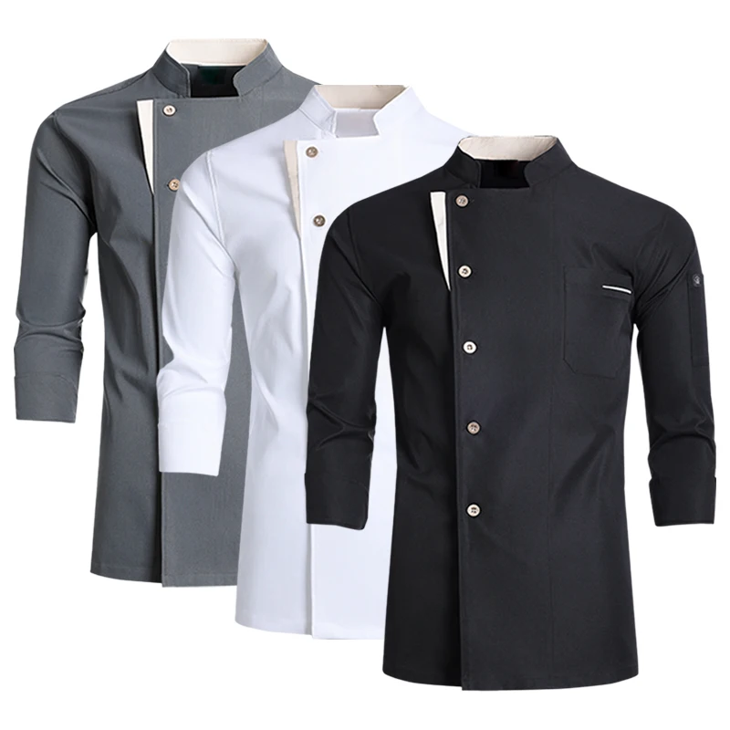 Professionelle Kochuniform für Herbst/Winter, Essen, Kochkleidung, Catering, Kochjacke, Restaurant, Küche, Hemd, Kellner, Arbeitskleidung Image