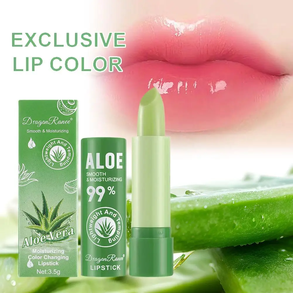 Aloe Vera Feuchtigkeitsspendender Temperatursensitiver Farbwechselnder Lippenstift Glättender Nährender Reparierender Kräuter-Lippenbalsam Image