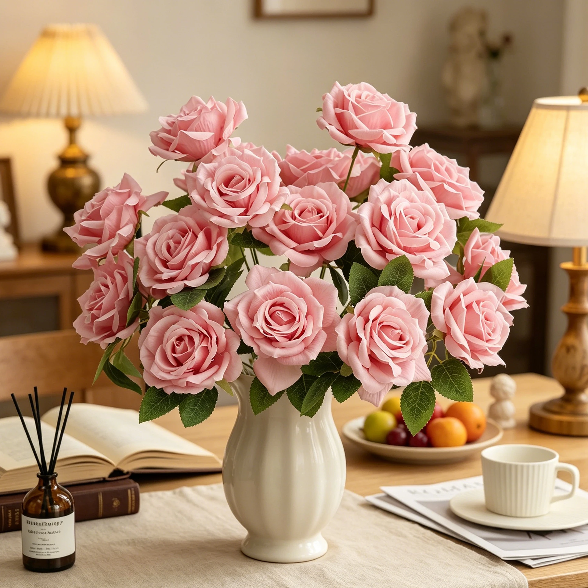 Künstliche Blumen Hochzeitskranz Heim-Tischdekoration Brautstrauß Garten Seidenrosen Vase Bonsai Outdoor-Garten DIY Geschenk Image