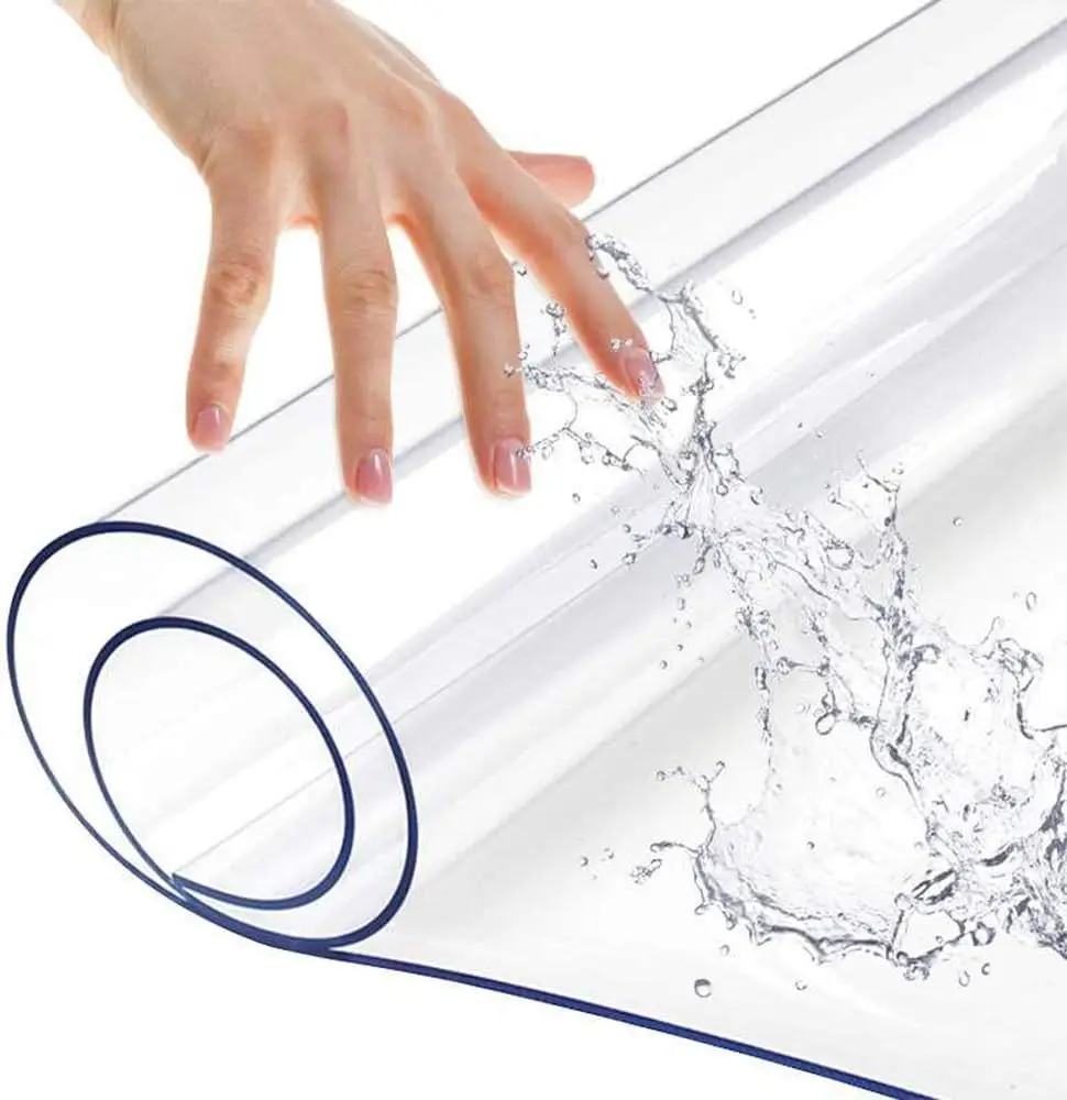 Transparente, wasserdichte Tischdecke aus PVC, rechteckig, ölbeständig und leicht zu reinigen, geeignet für Esstische, Versammlungen und Camping. Image