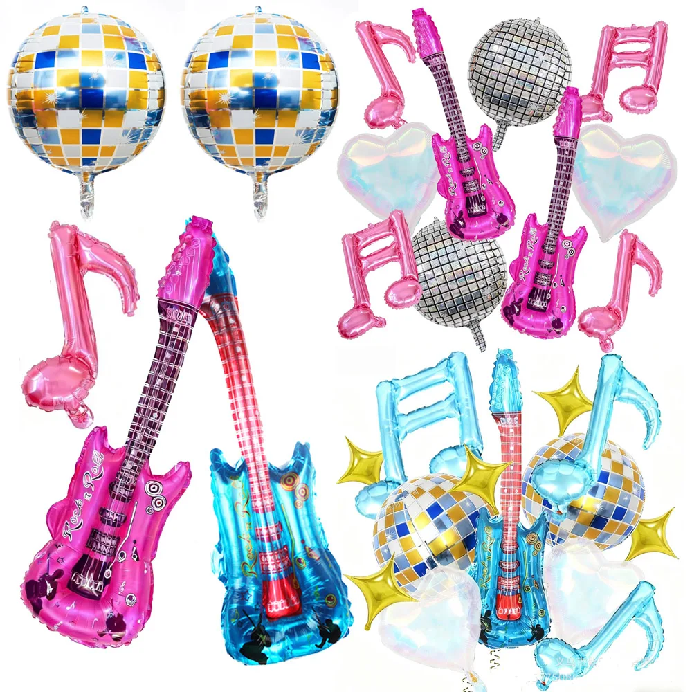 Musiknoten-Luftballons für Musikparty Laser-Regenbogen-Herz Disco-Ballon Gitarren-Folienballon Konzert Musik Geburtstag Dekoration Image