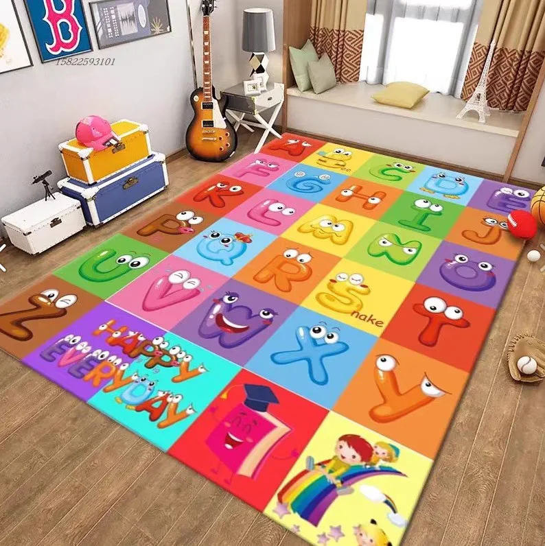 Cartoon-Spielteppich Große Teppiche für Kinder Wohnzimmer Schlafzimmer Sofa-Bereich Rutschfester Deko-Teppich Baby-Krabbelmatte Heimdekoration
