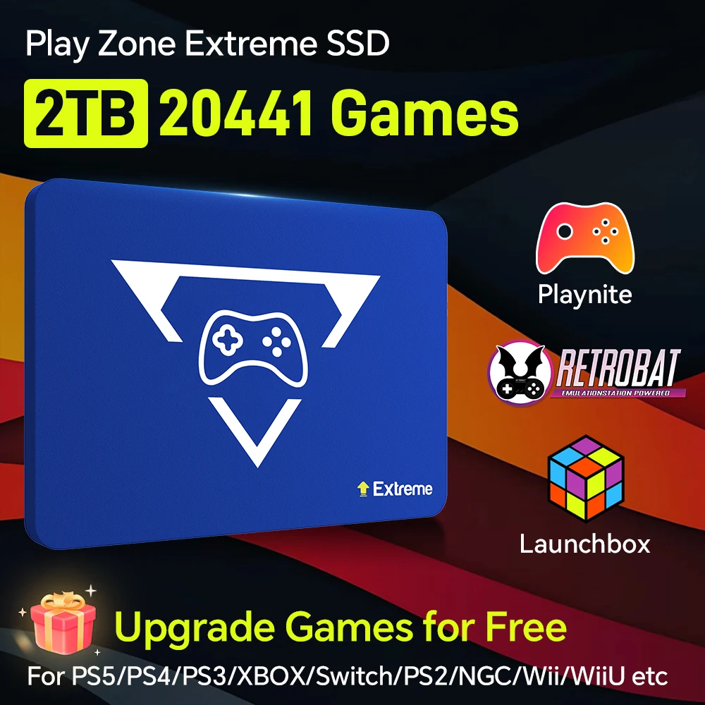 JMachen 2T Game SSD 3 System in 1 Game Console with 20441 Games 80 Emulators for PS5/PS4/XBOX/XBOX One/Switch for Wins PC/Laptop