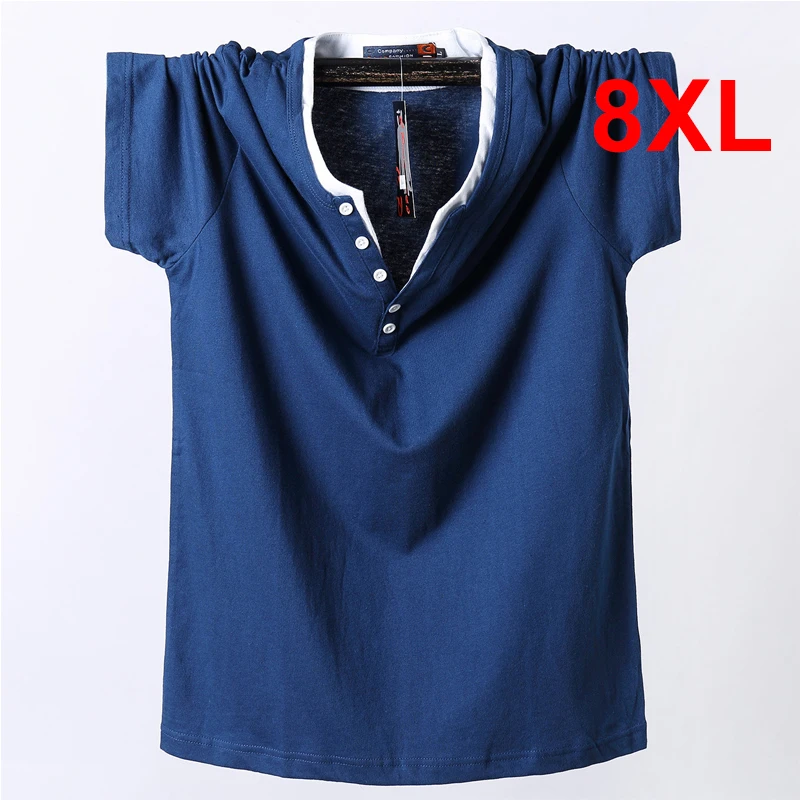 7XL 8XL Plus Größe T-shirt Männer 2021 Sommer Kurzarm T-shirt Baumwolle Casual Einfarbig Taste Tops Tees für Fett männlichen Große Größe
